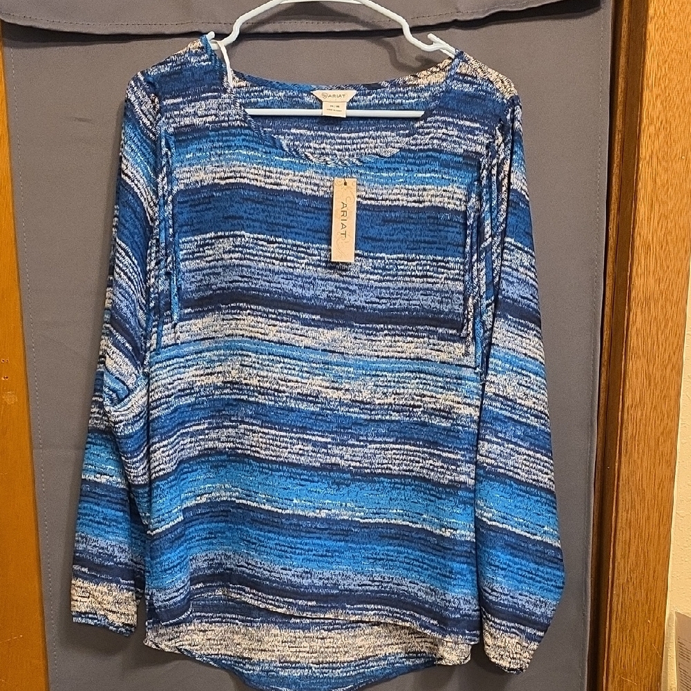 Ariat Blue and White Striped Blouse